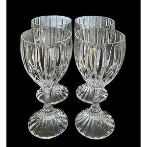 Set of 4 Vintage Mikasa‎ Crystal Park Lane 6.75” Water Goblets Glasses Excellent